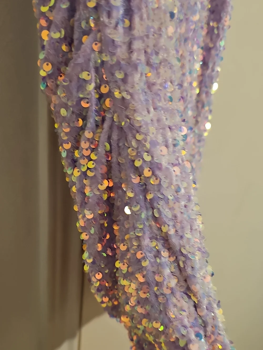 Lilac Sequin Feather Mini Dress